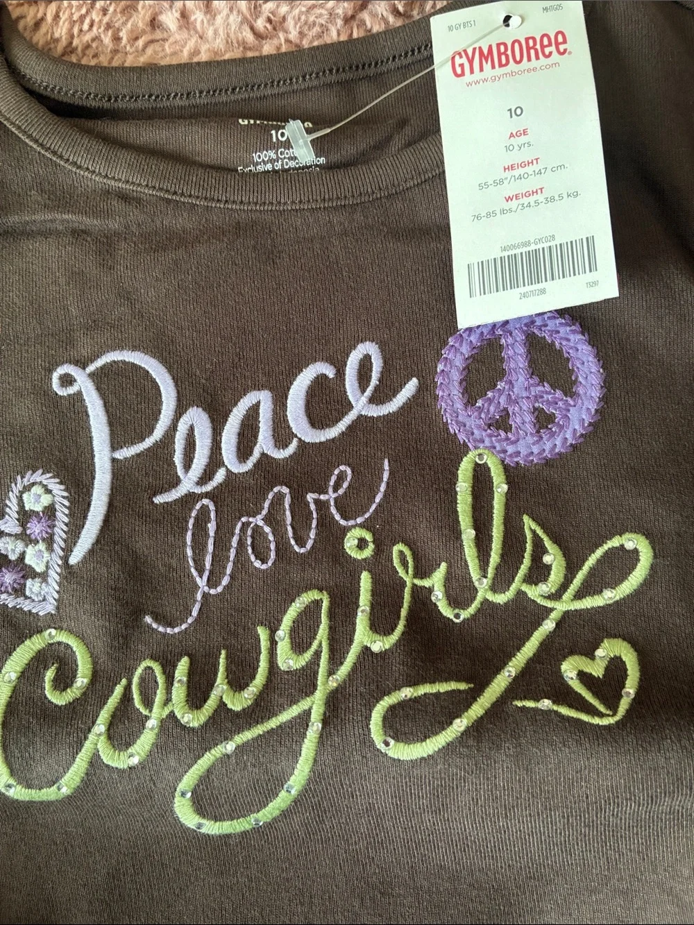 Gymboree Cowgirls at Heart ‘Peace Love Cowgirls' Graphic Tee with Jeans Sz 10